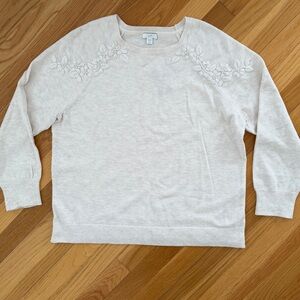 J. Jill Cream Sweater with Floral Detail